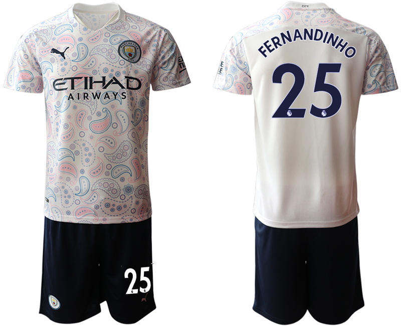 Men 2020-2021 club Manchester City away #25 white Soccer Jerseys->manchester city jersey->Soccer Club Jersey